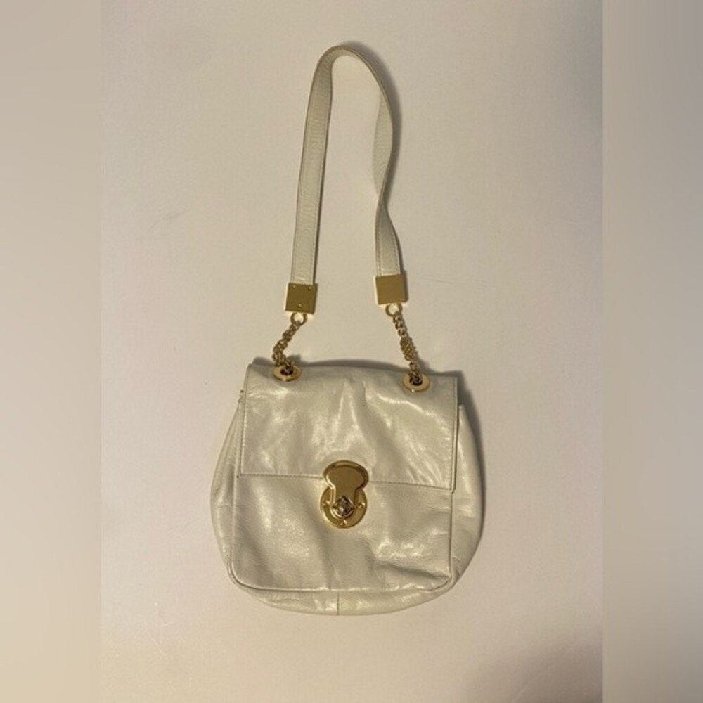 Cynthia Rowley White Leather Purse Gold Chain